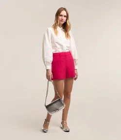 Bermuda Alfaiatada em Crepe com Bolso Fake