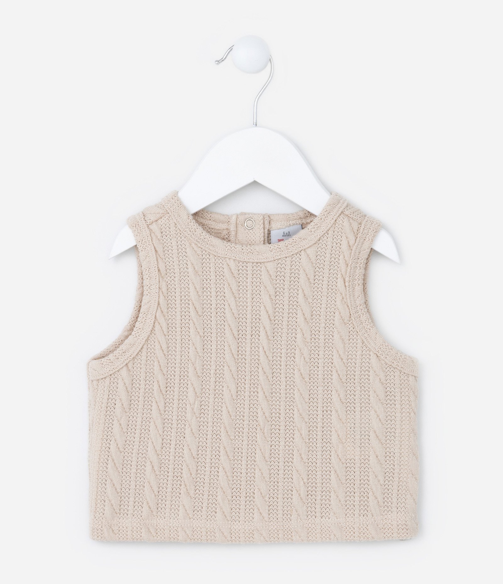 Body Infantil Texturizado com Estampa Xadrez Acompanha Colete - Tam 0 a 18 meses Bege 3