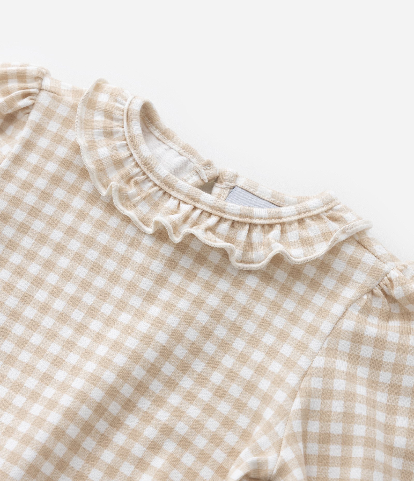 Body Infantil Texturizado com Estampa Xadrez Acompanha Colete - Tam 0 a 18 meses Bege 4