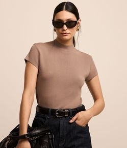 Blusa Canelada em Ribana com Gola Altinha
