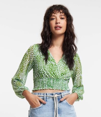 Menor preço em Blusa Cropped em Tule com Estampa de Girafas Pintadas