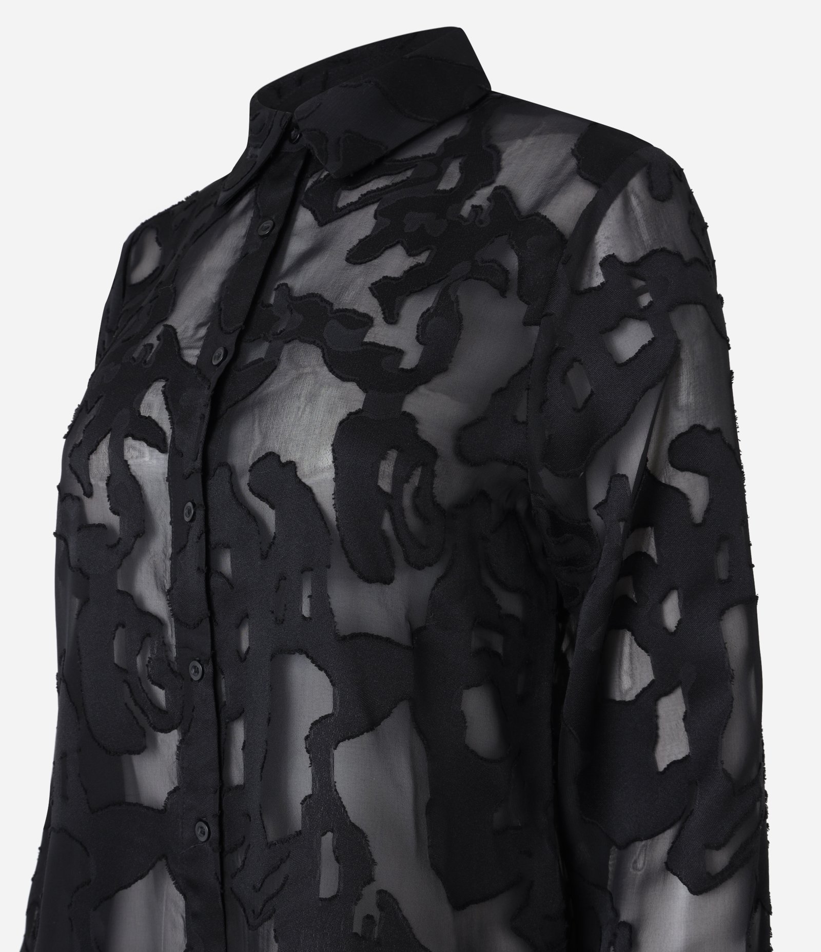 Camisa em Chiffon com Textura Devorê Preto 8