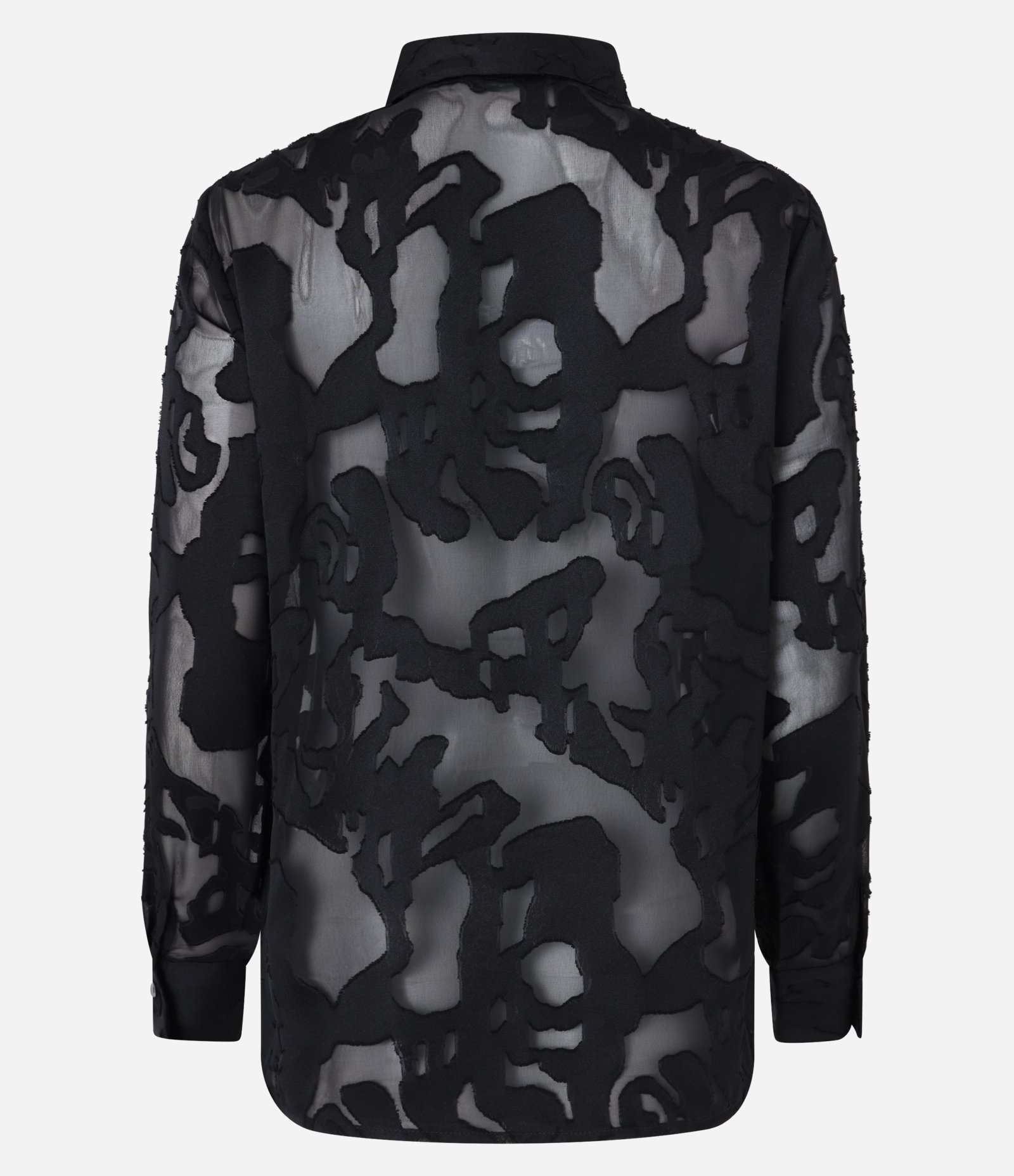 Camisa em Chiffon com Textura Devorê Preto 9