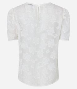 Blusa em Chiffon com Texturas e Manga Bufante