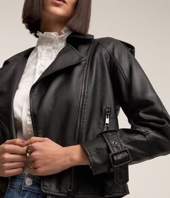 Jaqueta Perfecto em PU com Fechamento em Zíper