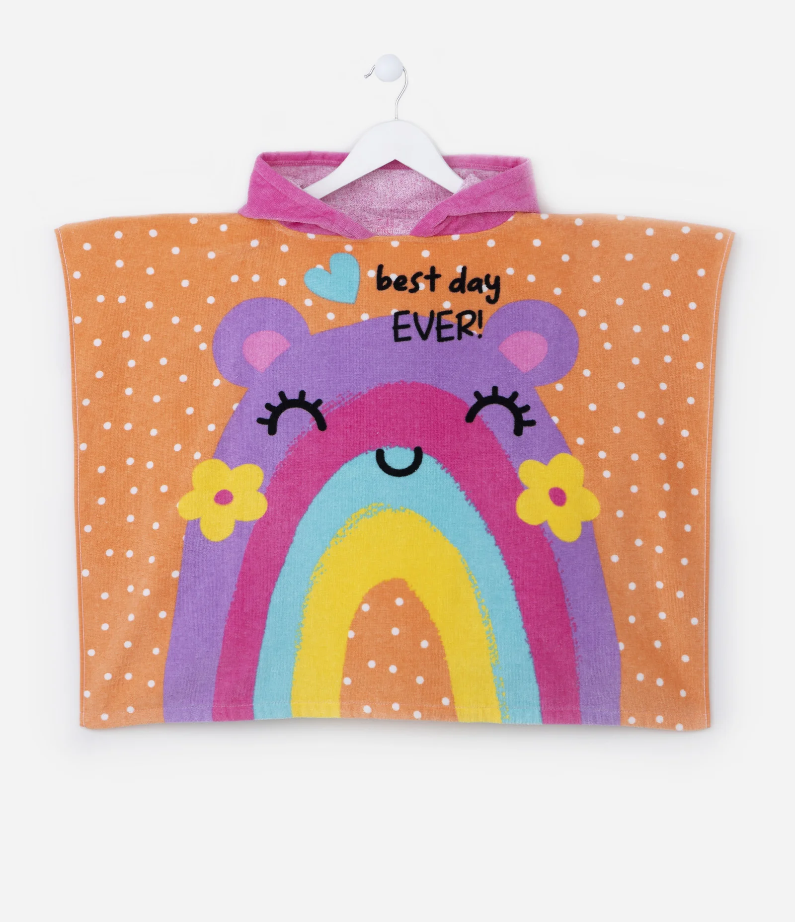 Poncho Infantil Atoalhado com Capuz e Estampa de Arco-Íris - Tam U Laranja 2