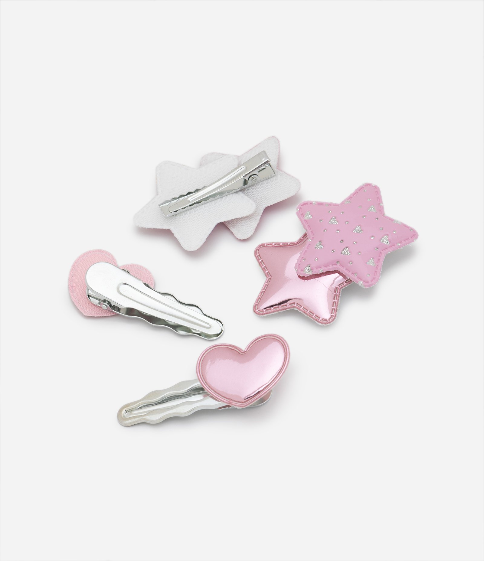Kit 04 Presilha de Cabelo com Estrelas Metalizada Rosa 2
