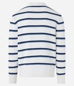 Suéter em Tricô Listrado e Detalhes Canelados