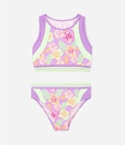 Biquíni Infantil com Estampa Floral - Tam 5 a 14 Anos