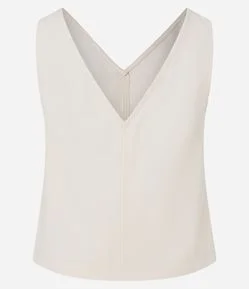 Blusa em Viscose com Decote V e Efeito Sarjado
