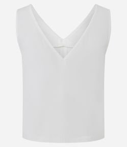 Blusa em Viscose com Decote V e Efeito Sarjado