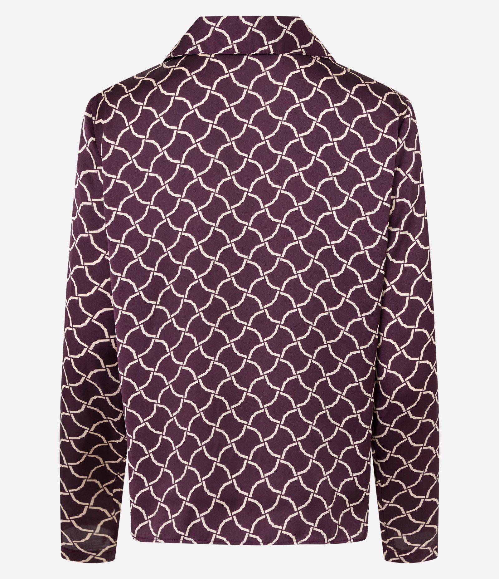 Blusa em Tecido Acetinado com Decote V e Estampa Geometrica Marrom 6