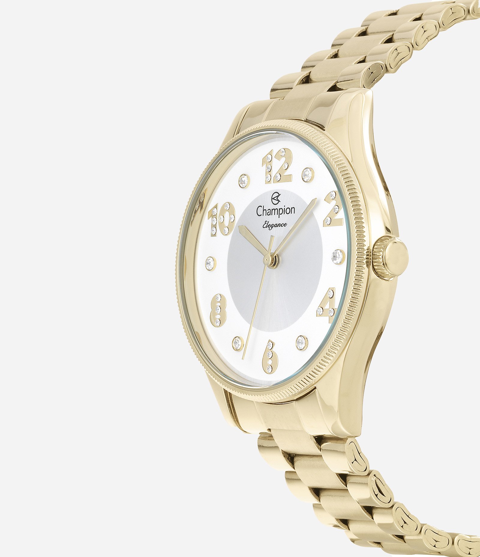 Kit Relógio Metal Champion Feminino Analógico com Caixa de Metal e Pulseira de Aço CN24002W Dourado 3