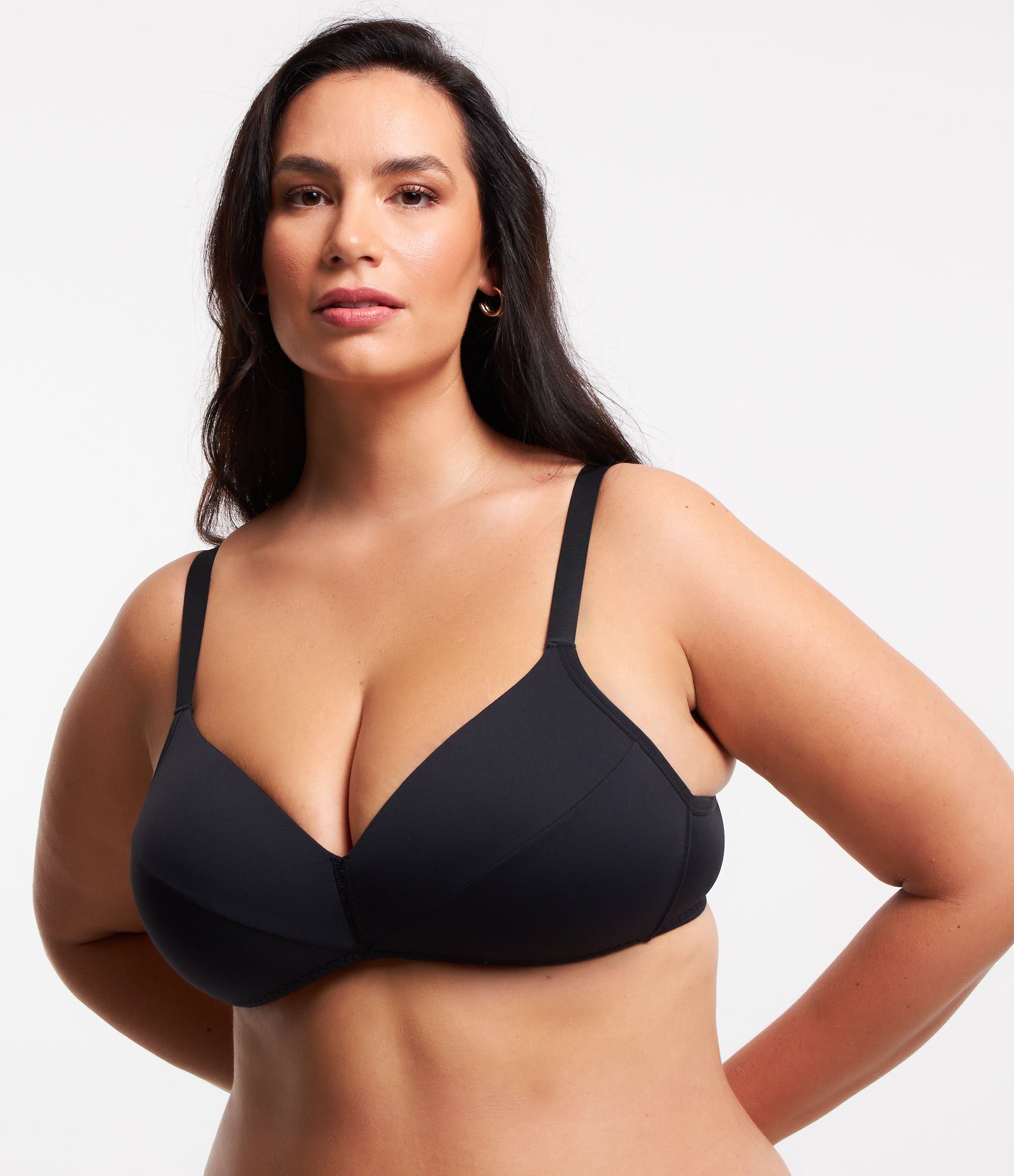 Sutiã com Bojo e Sem Aro em Poliamida com Alça Regulável Curve & Plus Size Preto 2