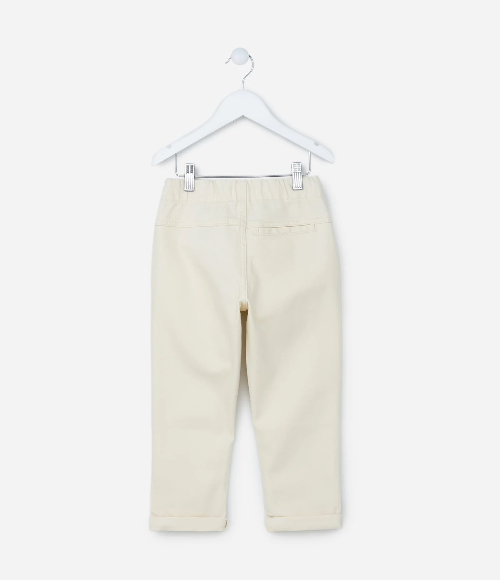 Calça Slim Infantil em Sarja com Barra Dobrada - Tam 5 a 14 Anos Off White 2