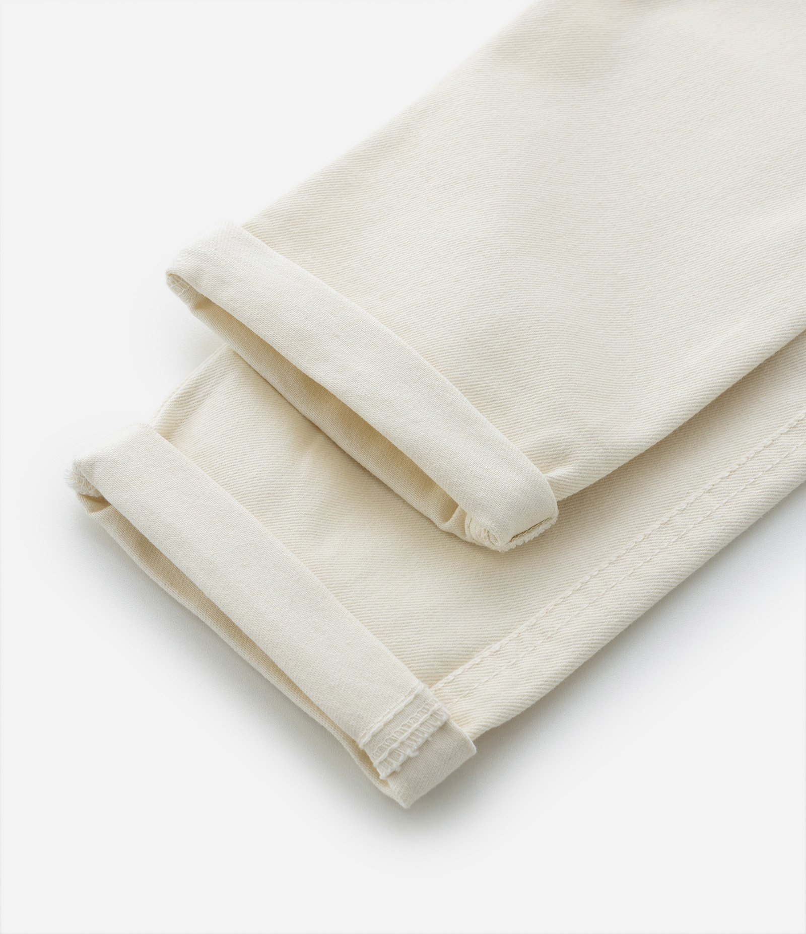 Calça Slim Infantil em Sarja com Barra Dobrada - Tam 5 a 14 Anos Off White 3