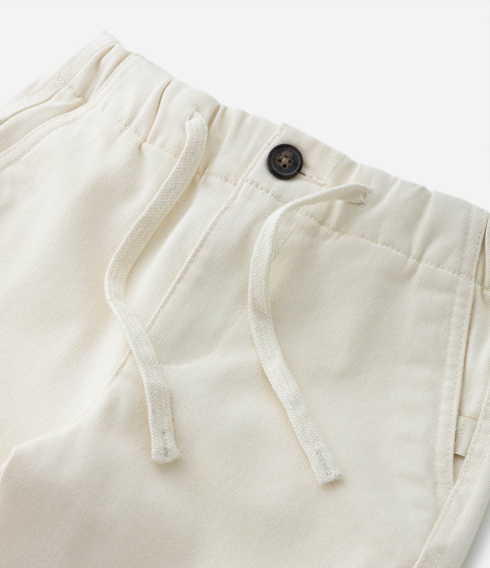 Calça Slim Infantil em Sarja com Barra Dobrada - Tam 5 a 14 Anos Off White 5