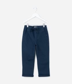 Calça Slim Infantil em Sarja com Barra Dobrada - Tam 5 a 14 Anos