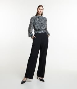 Calça Wide Leg Alfaiatada com Cós Elástico