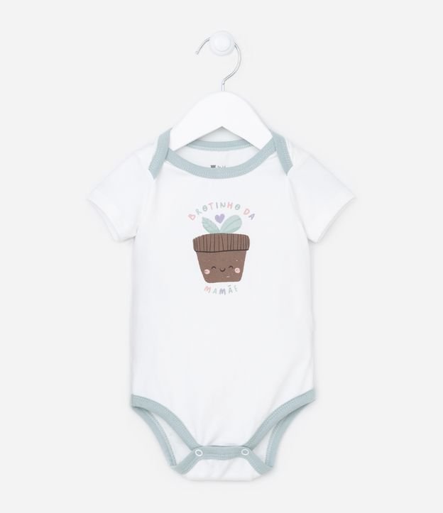 Body Infantil com Estampa Vasinho e Lettering Brotinho da Mamãe - Tam 0 a 18 meses
