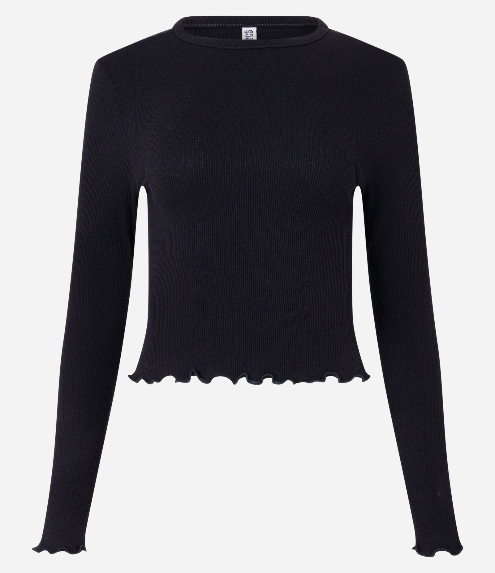 Blusa Manga Longa em Viscose com Frufru nos Punhos e Barra Preto 5