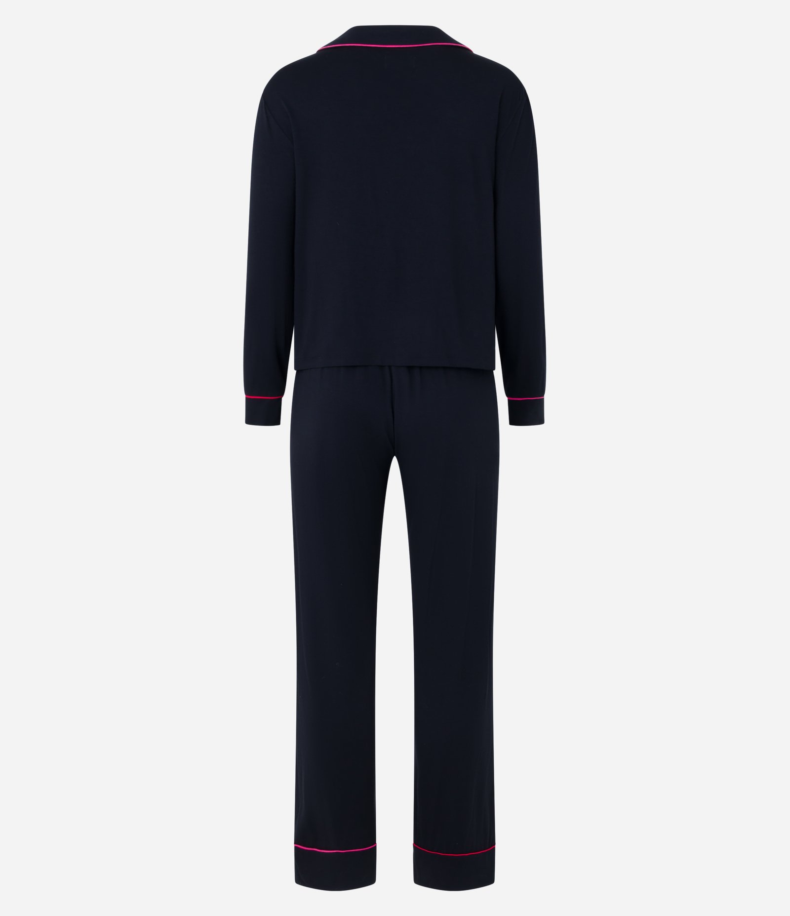 Pijama Americano Longo em Viscolycra com Detalhes Contrastantes Preto/Vermelho 6