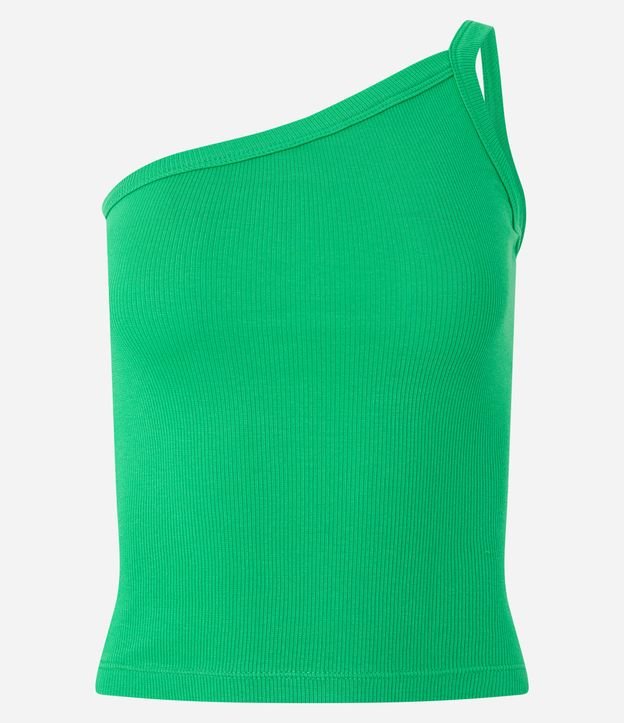 Blusa um Ombro só em Ribana com Textura Leve Verde 5