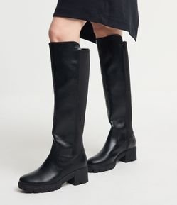 Bota Cano Longo com Elástico e Salto Bloco Via Marte