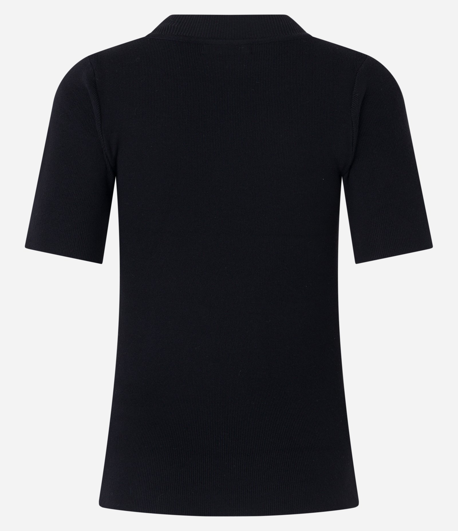 Blusa em Tricô com Mangas Curtas e Recorte em Tule Preto 8