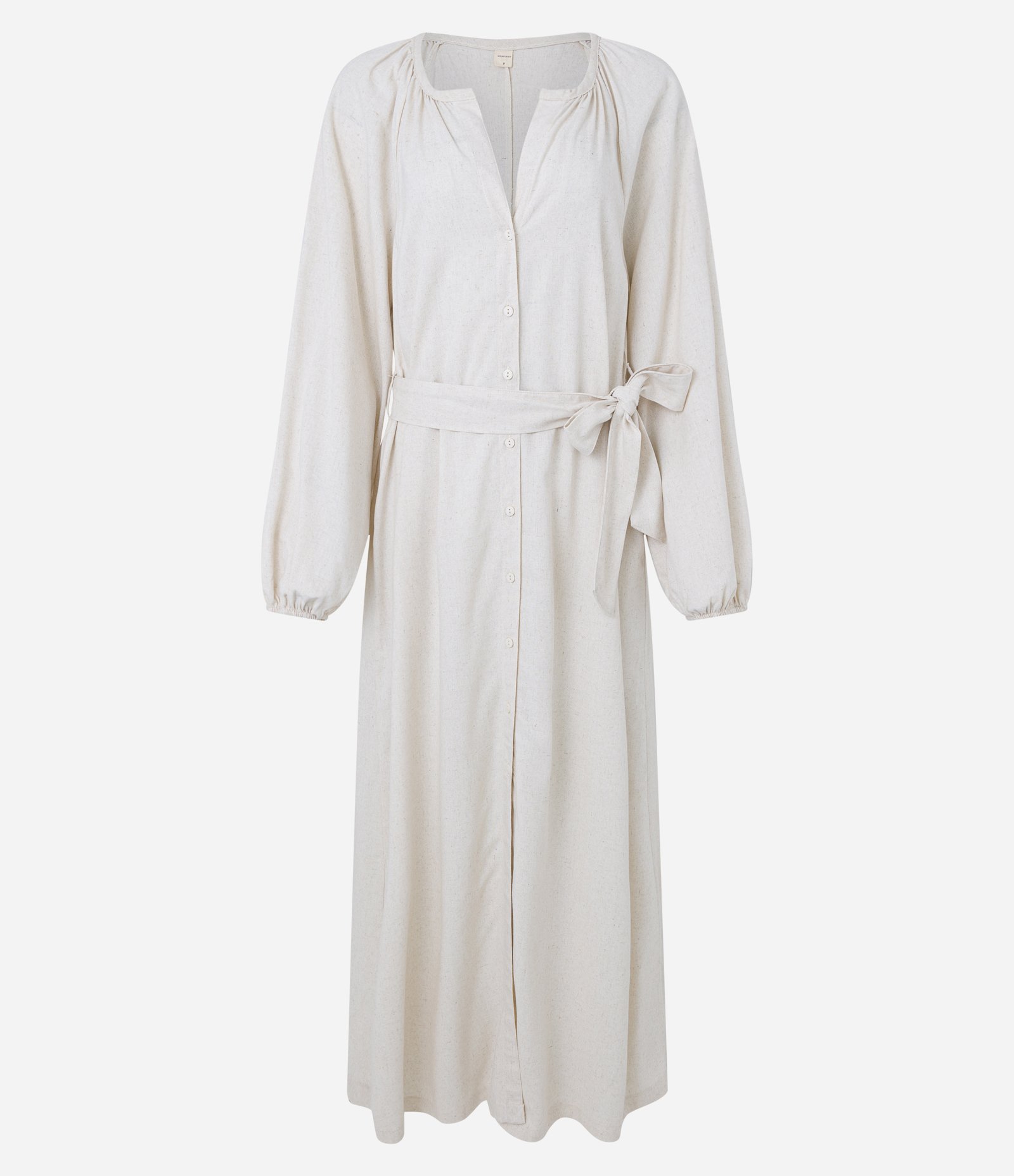 Vestido Chemise Midi em Viscolinho com Amarração na Cintura Crú 7