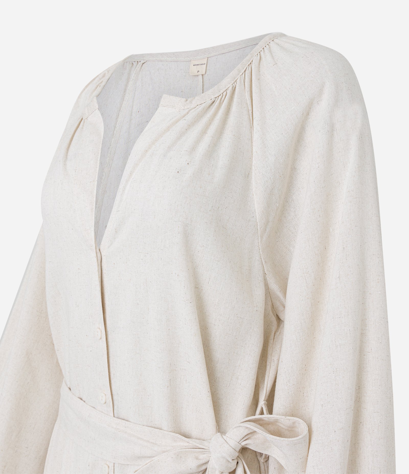 Vestido Chemise Midi em Viscolinho com Amarração na Cintura Crú 8