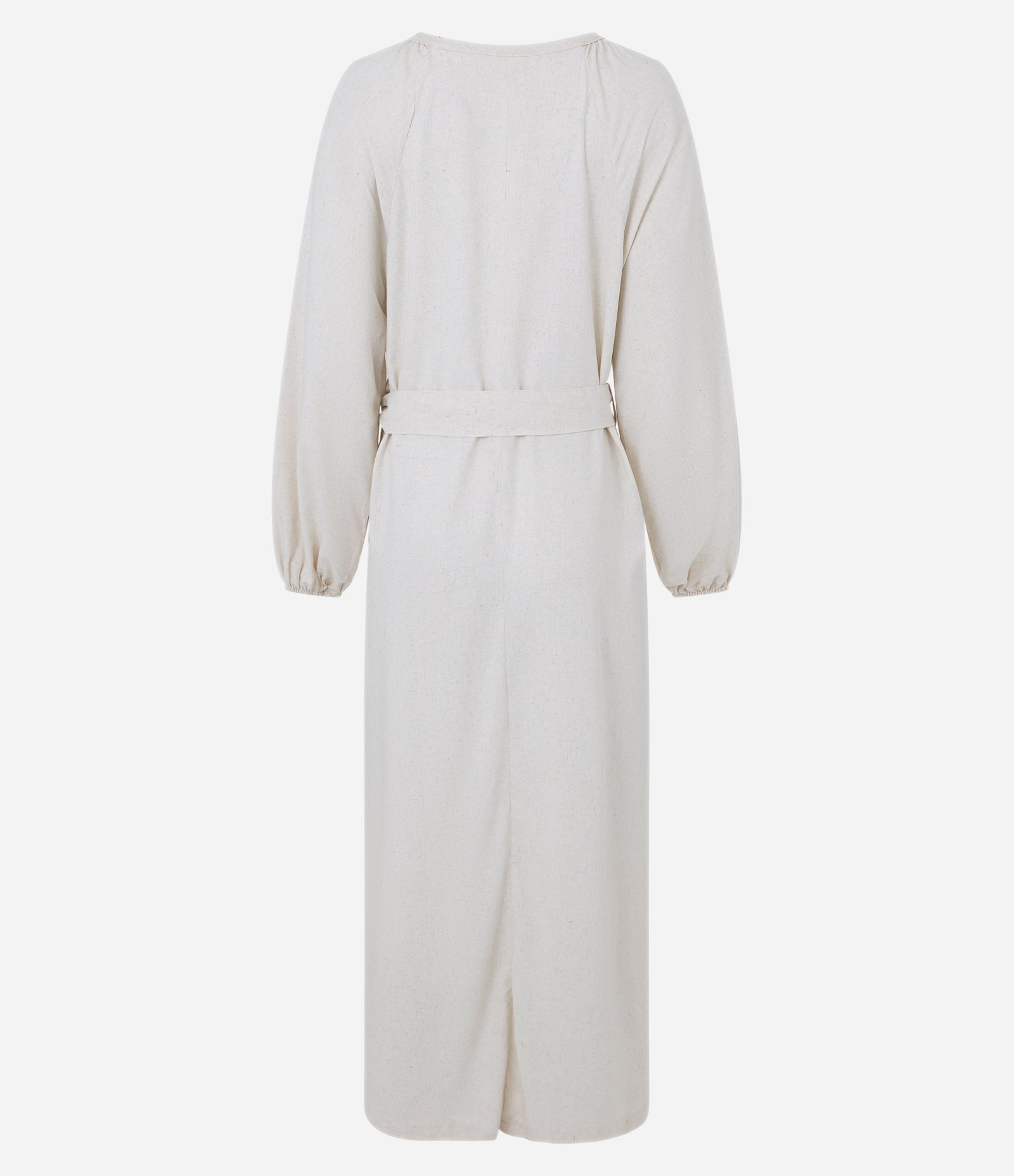 Vestido Chemise Midi em Viscolinho com Amarração na Cintura Crú 9