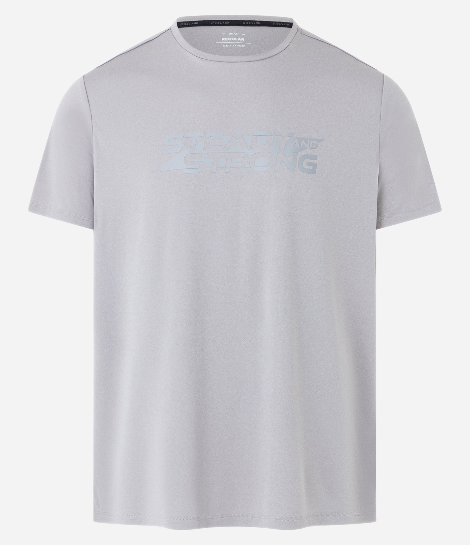 Camiseta Esportiva Tecnologia Dry com Lettering Refletivo no Peito Cinza 6
