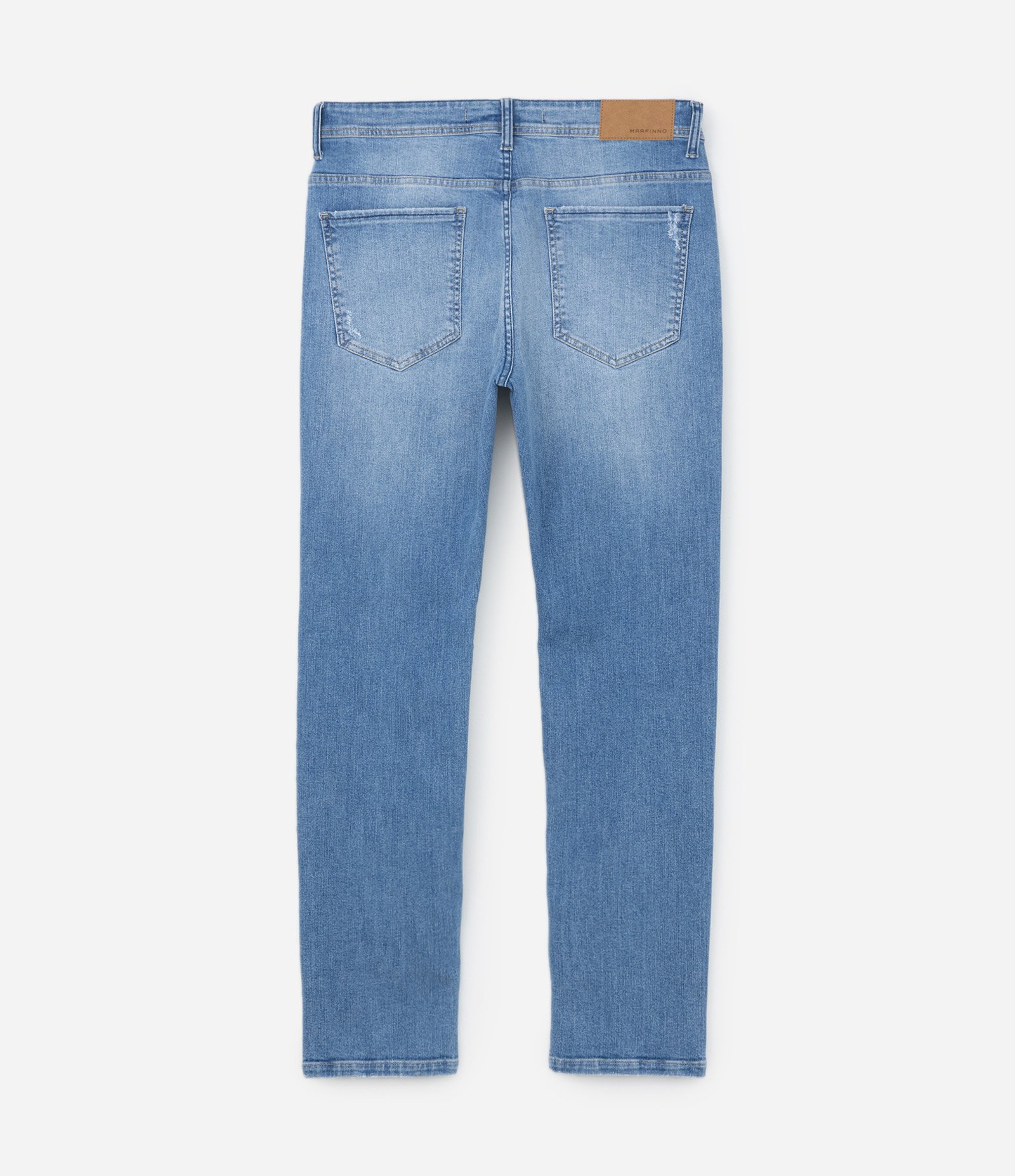 Calça Slim Jeans Básica com Elastano e Pequenos Puídos Azul 6