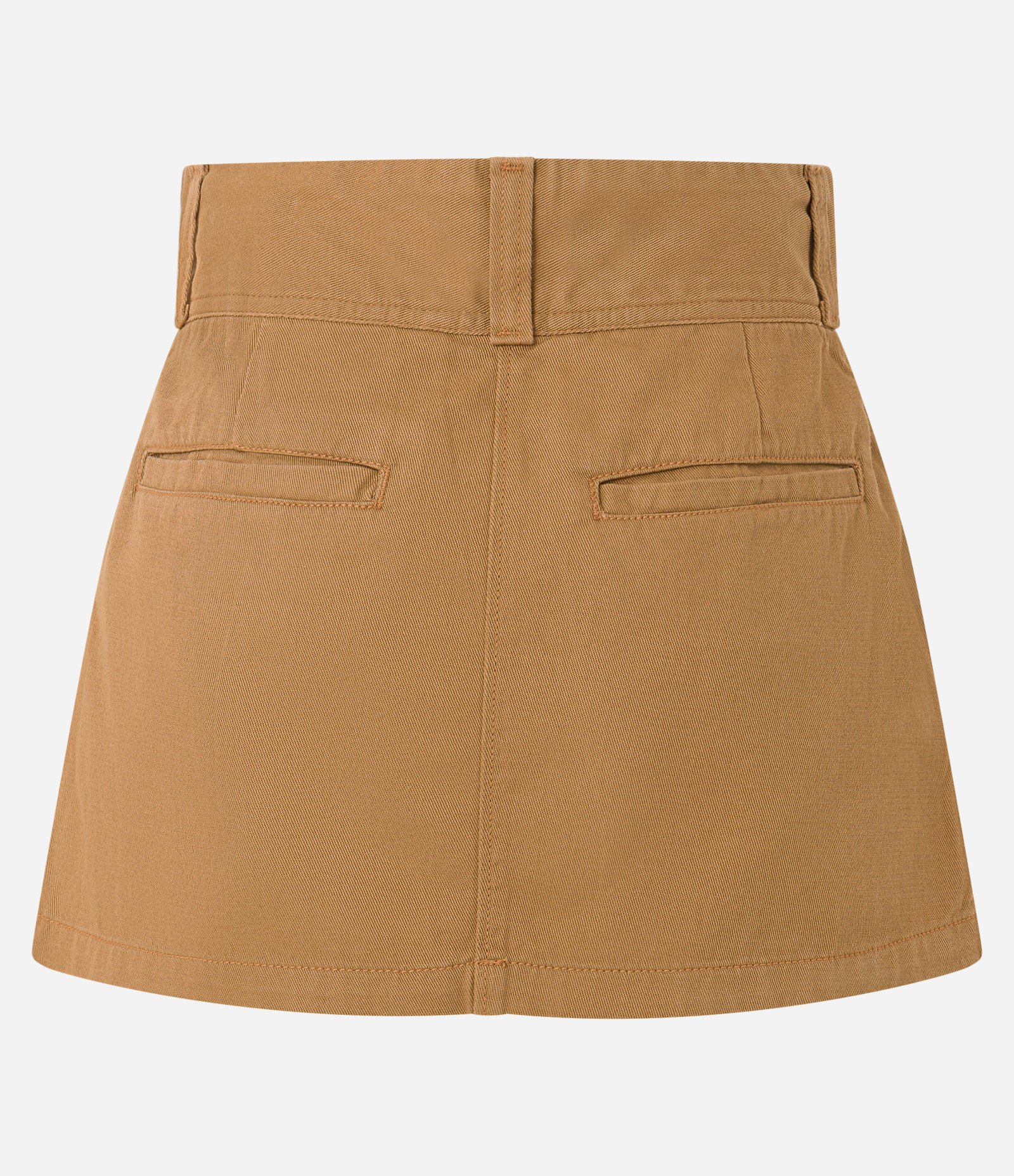 Saia Curta Alfaiatada em Sarja com Pregas Marrom 6