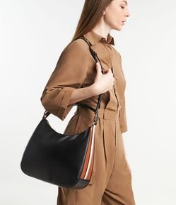 Bolsa Shoulder em PU com Laterais Contrastantes