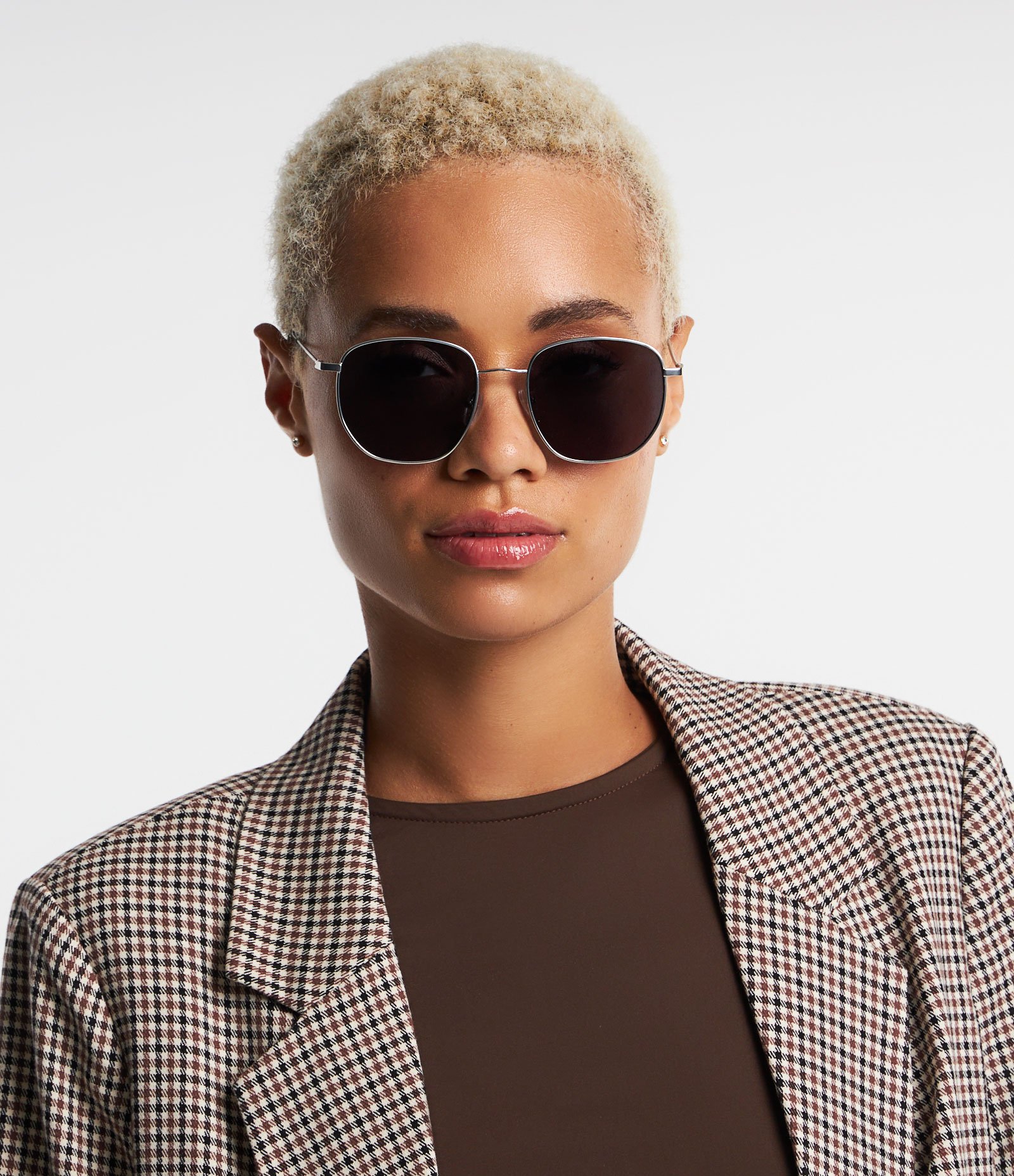 Óculos de Sol Slim Médio Modelo Hexagonal Prata 4