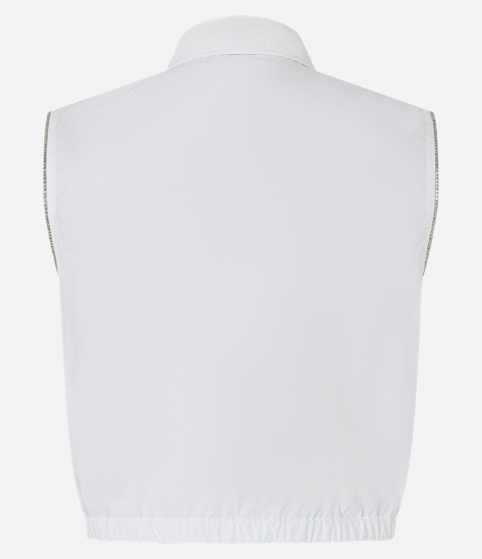 Blusa Sem Manga com Strass na Cava e Elástico na Cintura Branco 3