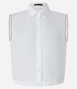 Blusa Sem Manga com Strass na Cava e Elástico na Cintura