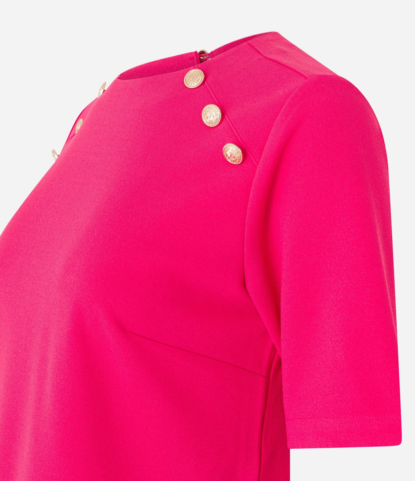 Blusa Manga Curta em Crepe com Botões no Ombro Rosa 7