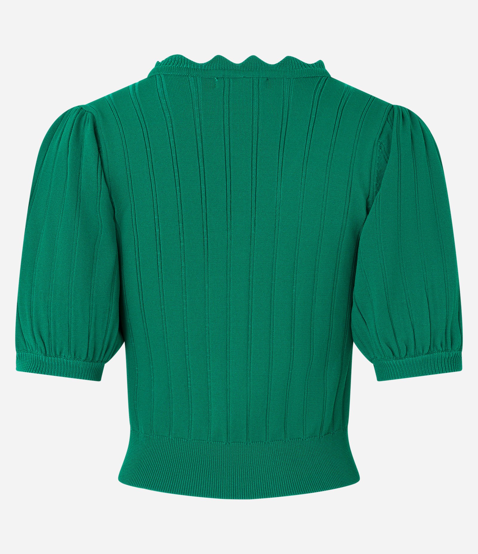 Blusa Manga Bufante em Viscose com Babados no Decote Verde 8