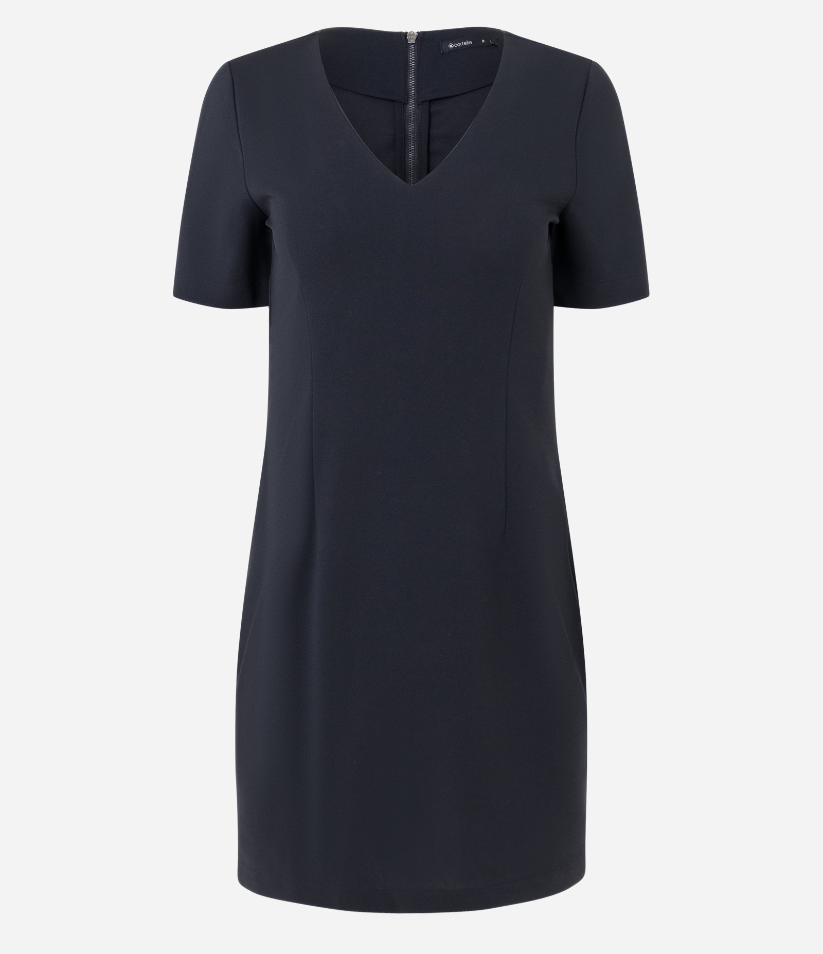 Vestido em Crepe com Zíper nas Costas e Decote V Preto 5