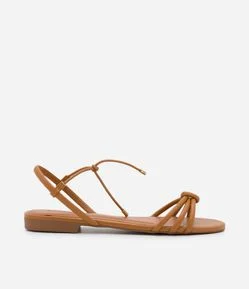 Sandália Rasteira com Tiras Finas e Amarração com Nó