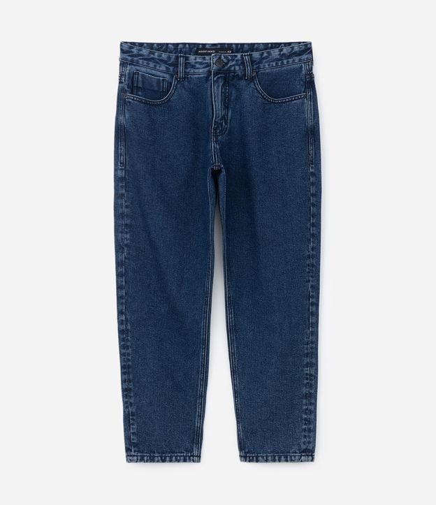 Calça em Jeans com Detalhes Lavados na Lateral Azul 1