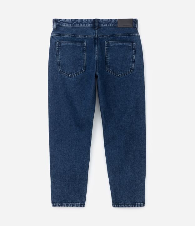 Calça em Jeans com Detalhes Lavados na Lateral Azul 2