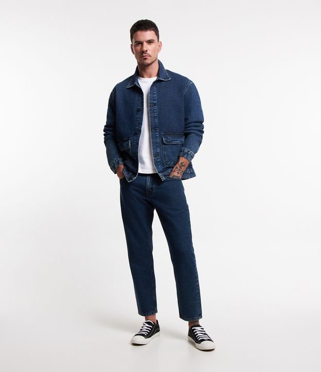 Calça em Jeans com Detalhes Lavados na Lateral