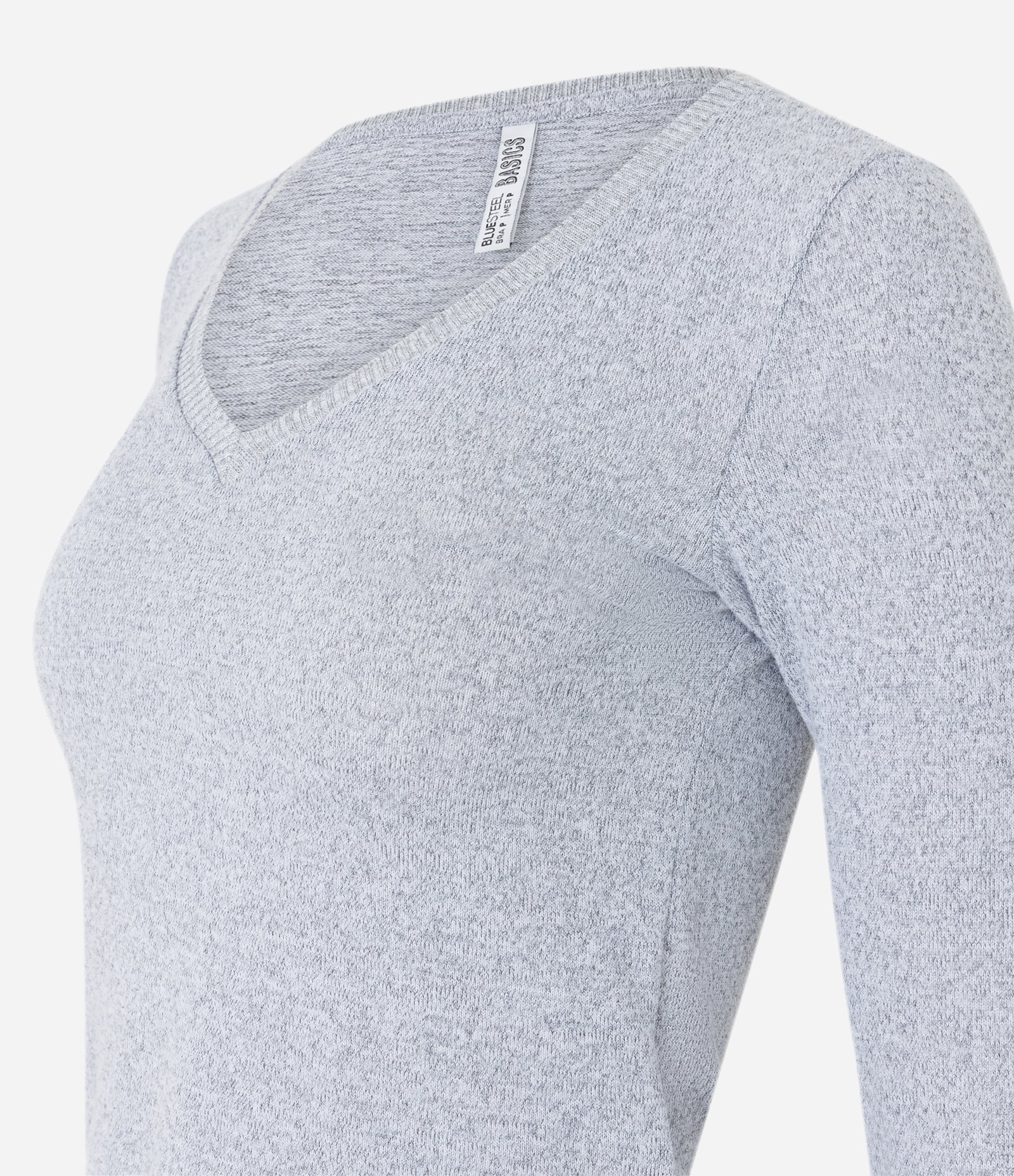 Blusa Básica em Meia Malha com Decote Coração Cinza 6