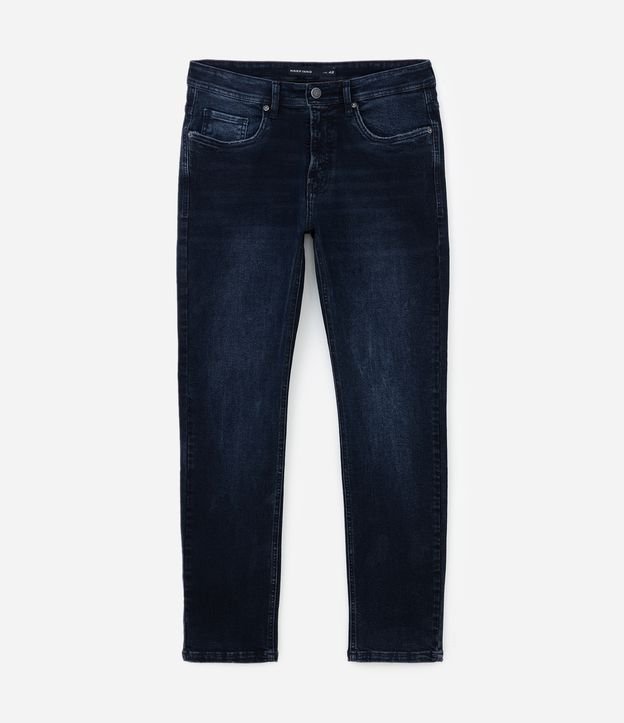 Calça Básica em Jeans com Bolsos Azul Escuto 1