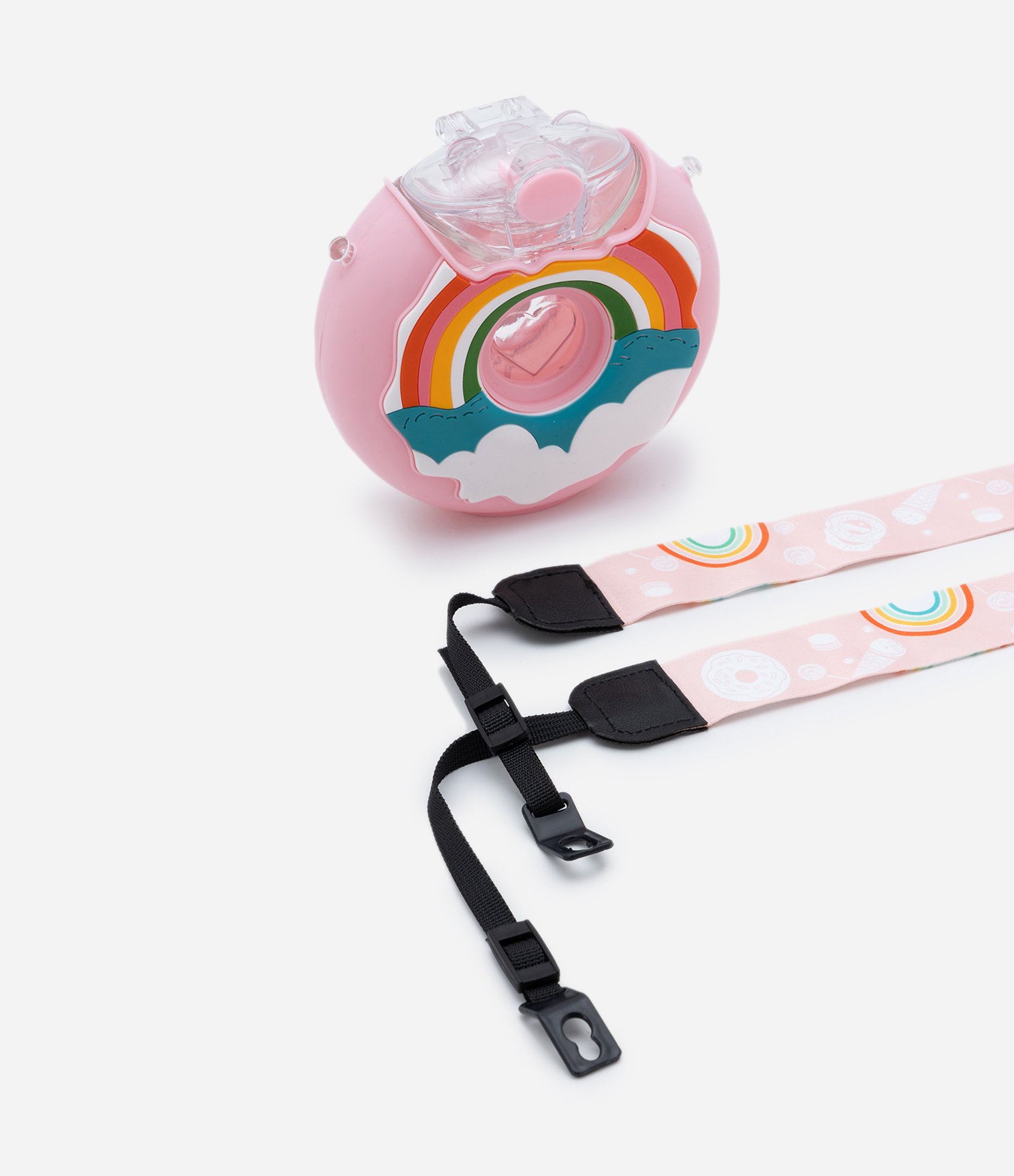 Garrafa Redonda em Formato de Arco-íris com Alça Larga 420ml Rosa 6