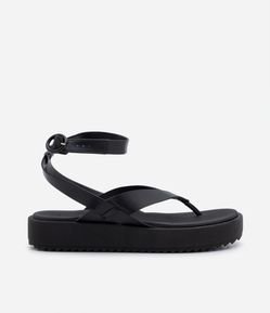 Sandália Rasteira Flatform com Sola Tratorada Moleca
